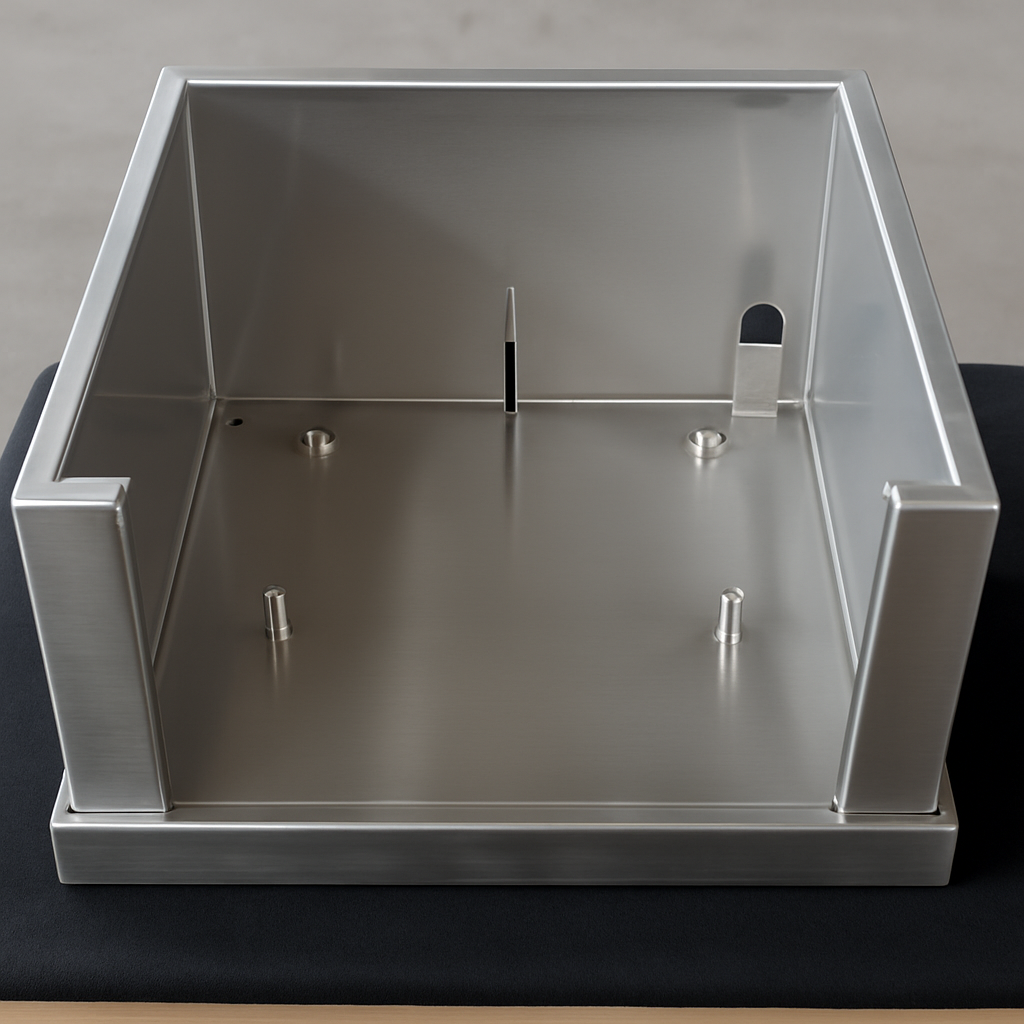 Edelstahlgehäuse von JB METALL – präzise geschweißte und gebogene Metallkonstruktion mit sauberer Oberfläche und hochwertiger Verarbeitung. Biegearbeiten